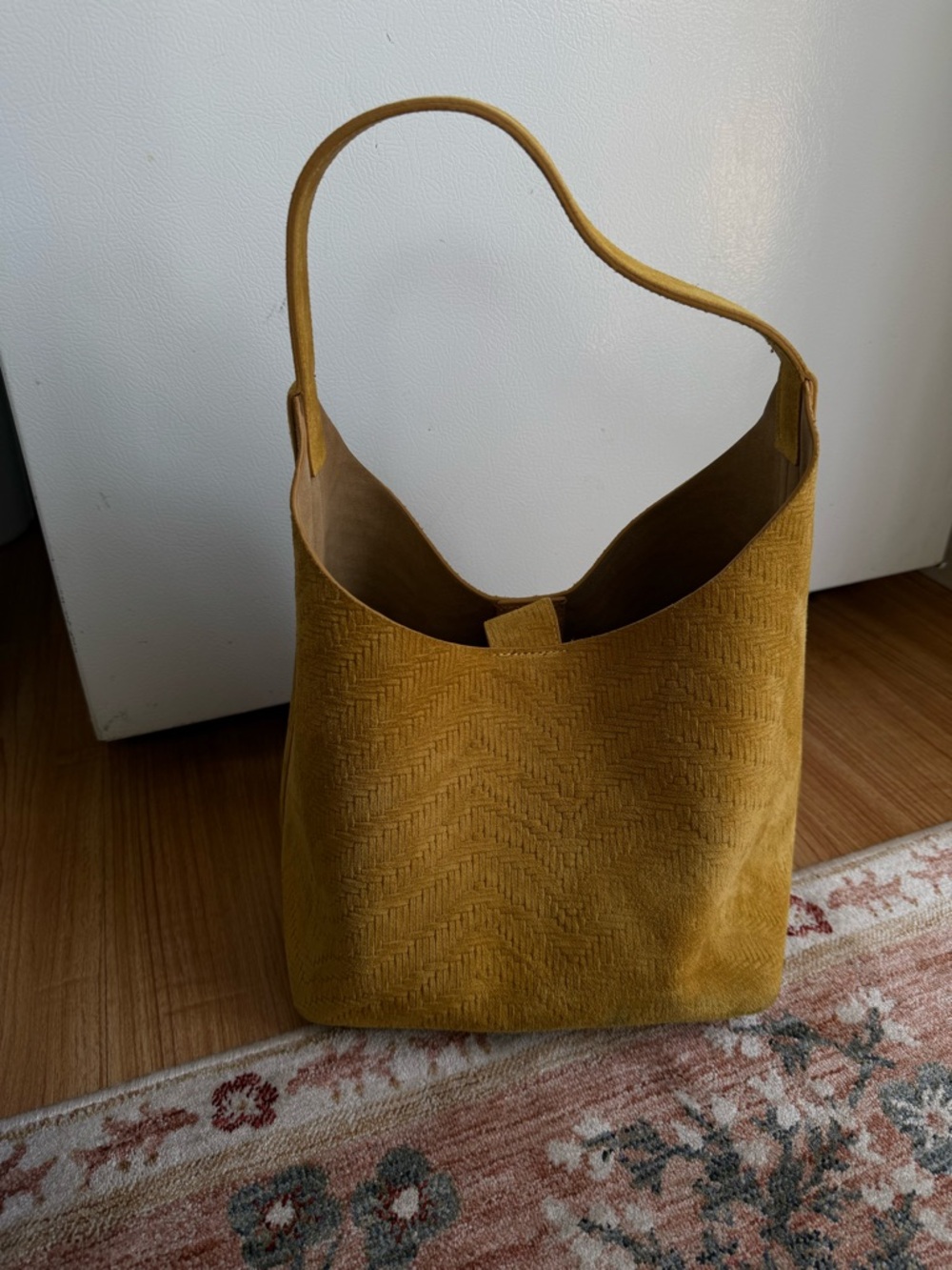 Zara leather bag tote bag Mustard Yellow Suede Hobo Bag